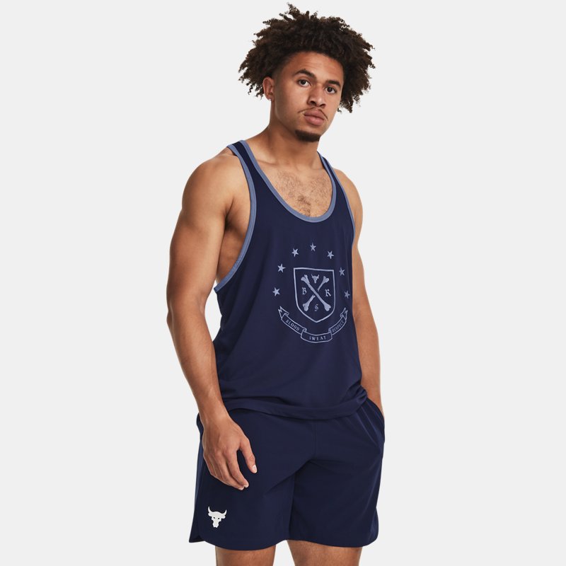 Under Armour Men's Project Rock Gym Tank Midnight Navy / Hushed Blue XXL